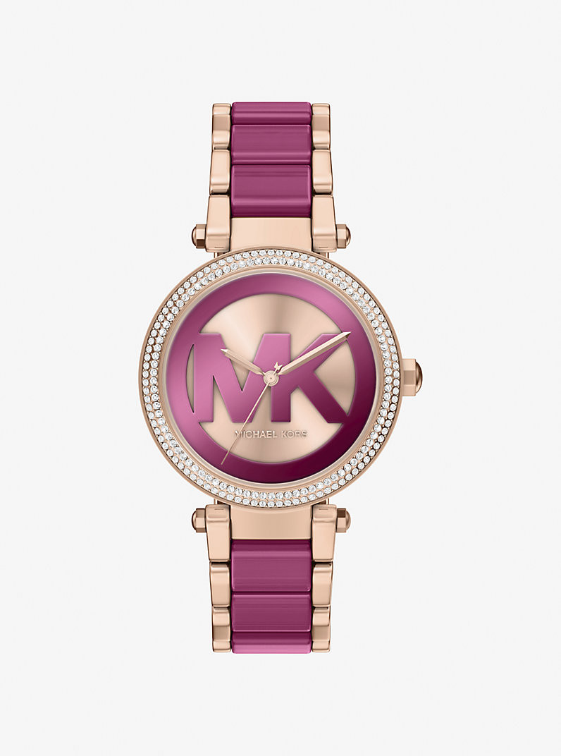Oversized Parker Pavé Pink-Tone Watch | Michael Kors US