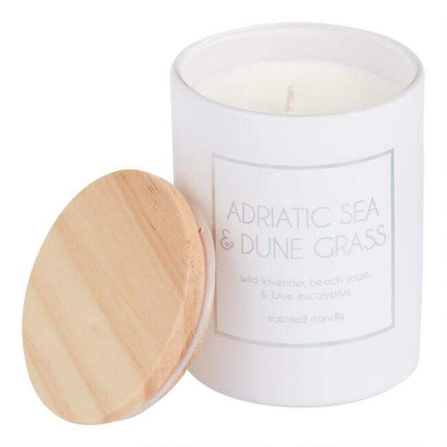 White Holographic Adriatic Sea Dune Grass Filled Jar Candle | World Market