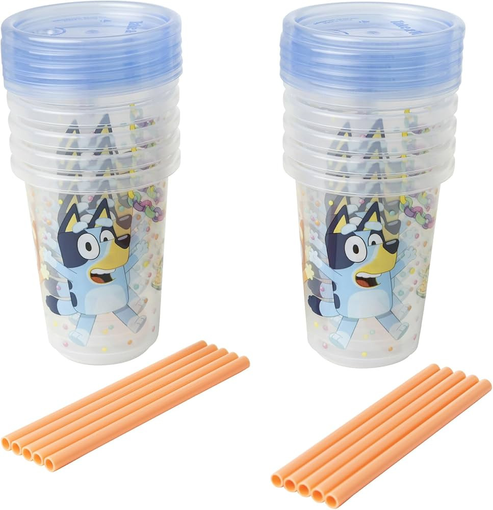 The First Years Bluey Take & Toss Toddler Straw Cups - Spill Proof Toddler Sippy Cups with Snap O... | Amazon (US)