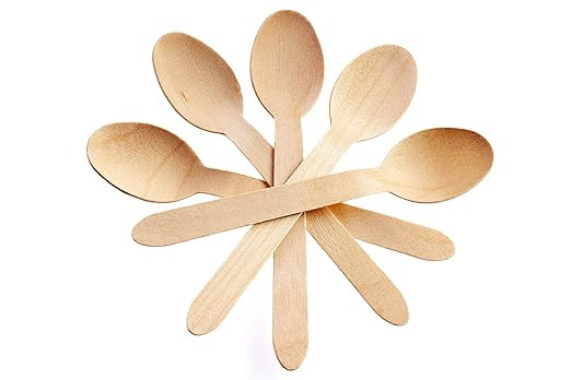 Disposable Wooden Cutlery Spoons, Compostable and Earth Friendly, 6.25 Inch Length - Pack of 100 ... | Amazon (US)