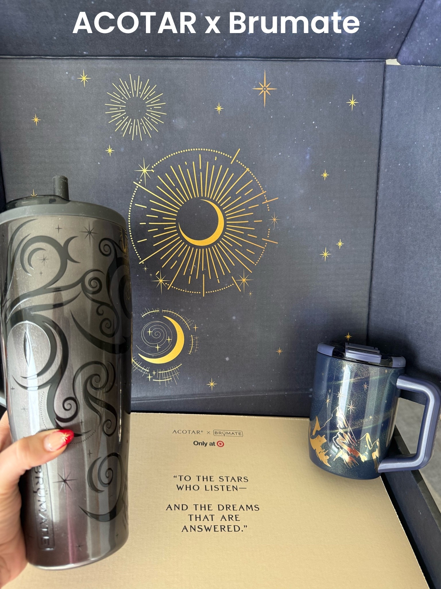 The official BrüMate x ACOTAR collection is finally here, and it is every bit as magical as Velaris itself. Featuring 100% leakproof lids, cold-for-hours insulation, and gorgeous, intricate detailing inspired by the Night Court, this is an absolute must-have for your reading nook (or everyday errands).
Tap the link to shop the drop before your favorite design sells out!