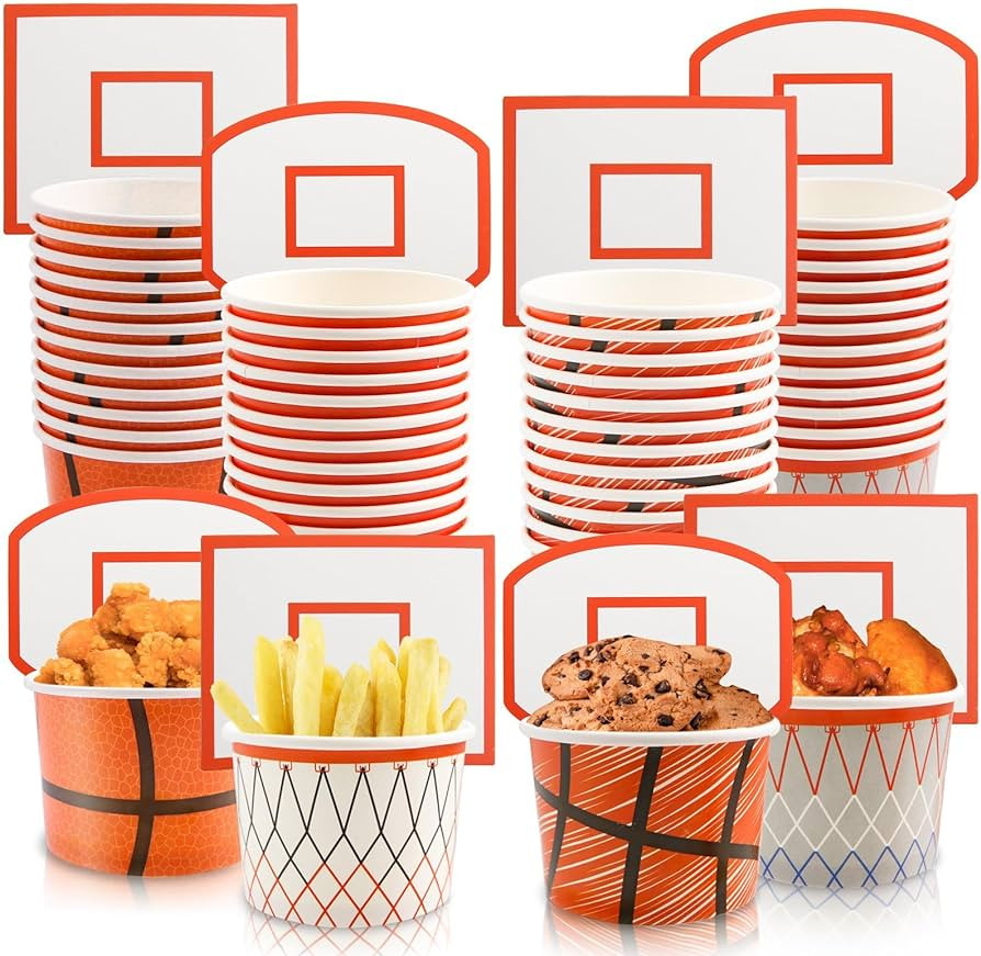 WorldBazaar Basketball Hoop Snack Cups 48 Sets Basketball Party Supplies Kids Paper Snack Cups Di... | Amazon (US)