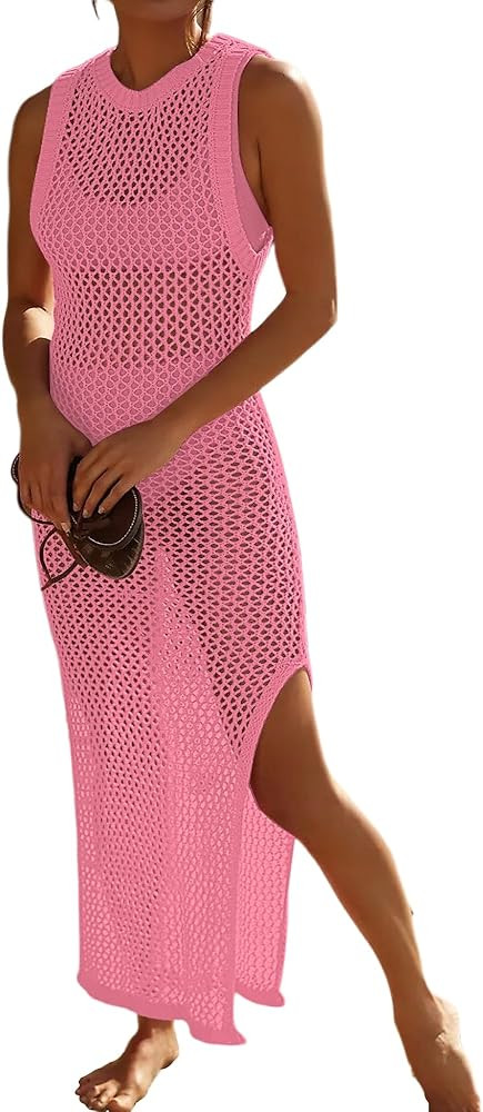 Bsubseach Crochet Cover Ups for Swimwear Women Hollow Out Swimsuit Coverup Backless Bikini Beach ... | Amazon (US)