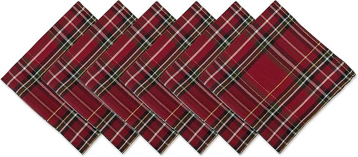 DII Holiday Dining Table & Kitchen Décor Metallic Fabric, Christmas Napkin Set, 20x20, Red Tarta... | Amazon (US)