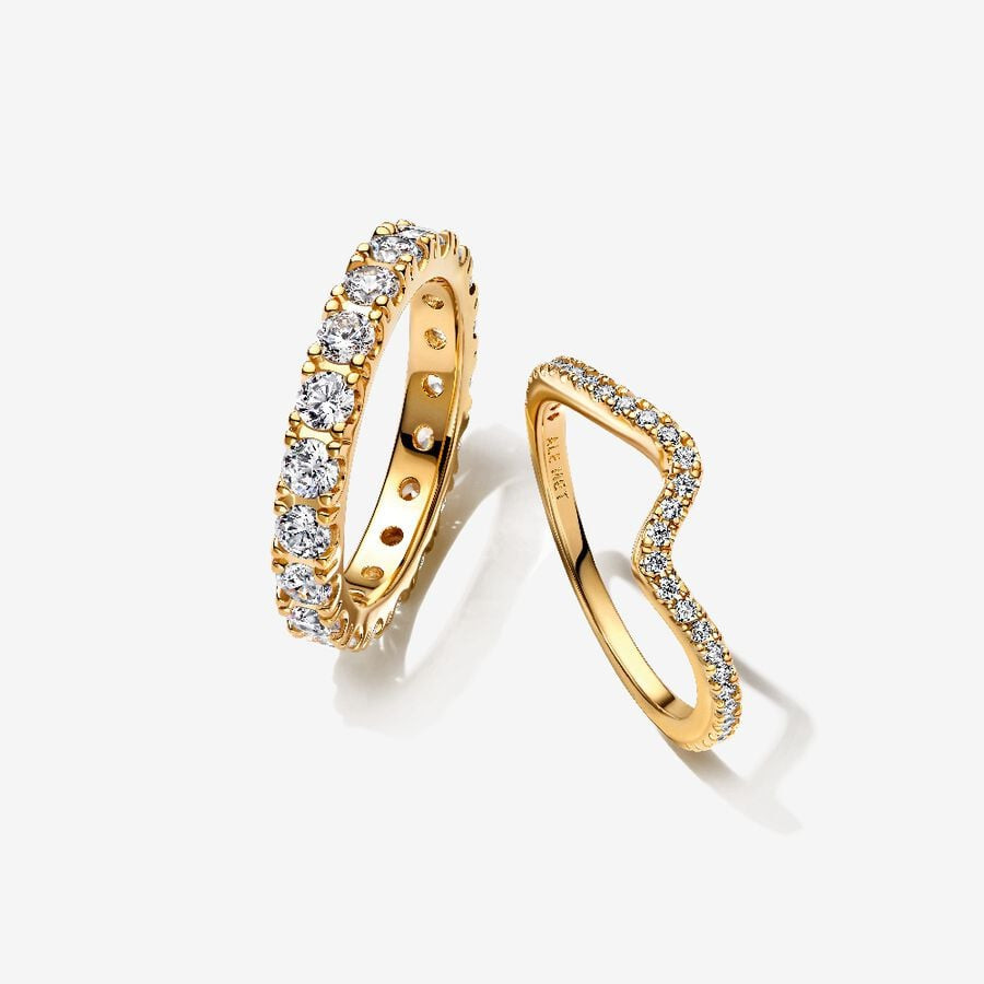Sparkling Eternity and Wave Ring Set | Pandora (US)
