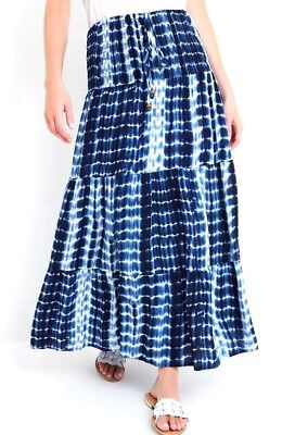 Womans AU Size 12 Blue Tie Dye 2 in 1 Maxi Skirt Dress, Shirred Waist BNWT $55 | eBay AU