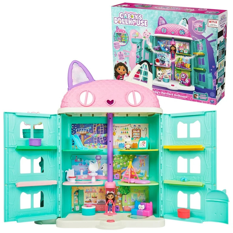 Gabby's Dollhouse, Purrfect Dollhouse 2-Foot Tall Playset with Sounds, 15 Pieces | Walmart (US)