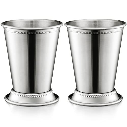 ZEAYEA Set of 2 Mint Julep Cups, Classic Stainless Steel Glasses for Party Bar Home Restaurant, 1... | Amazon (US)