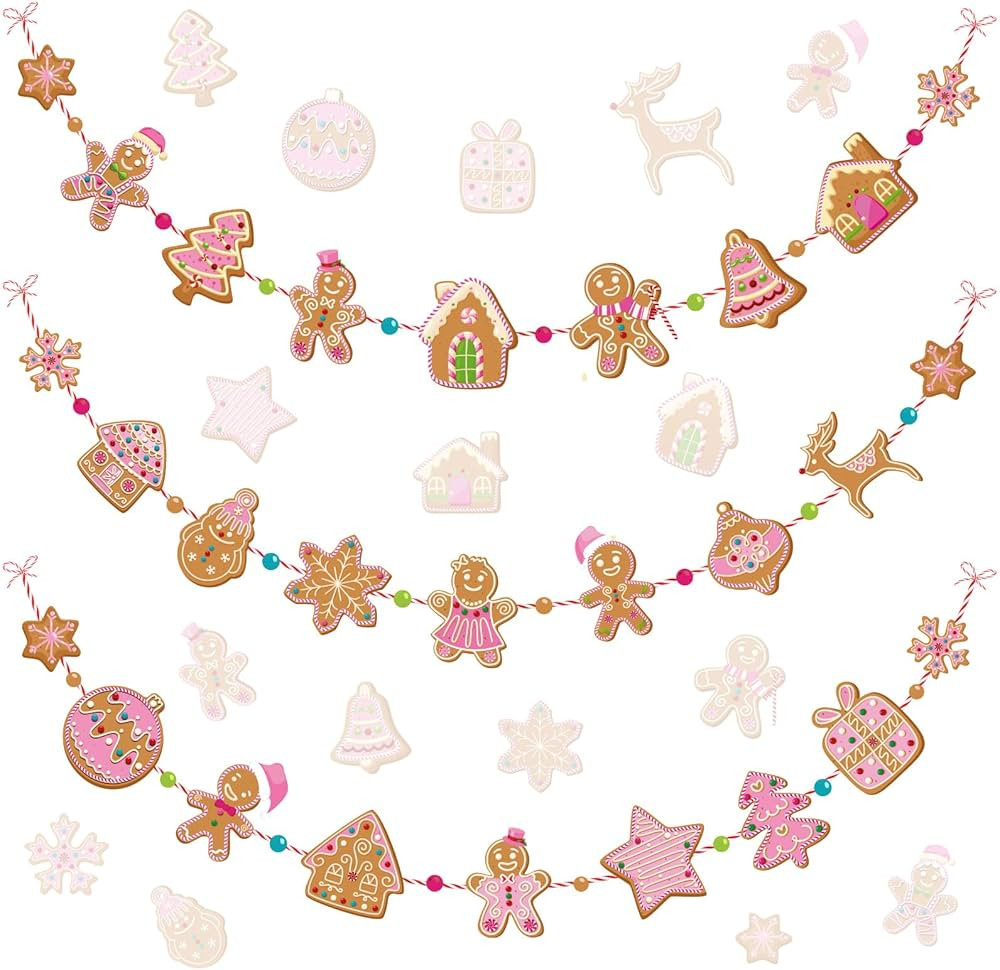 Blulu Christmas Garlands Christmas Banners Gingerbread Christmas Decorations Candy Garland Hangin... | Amazon (US)