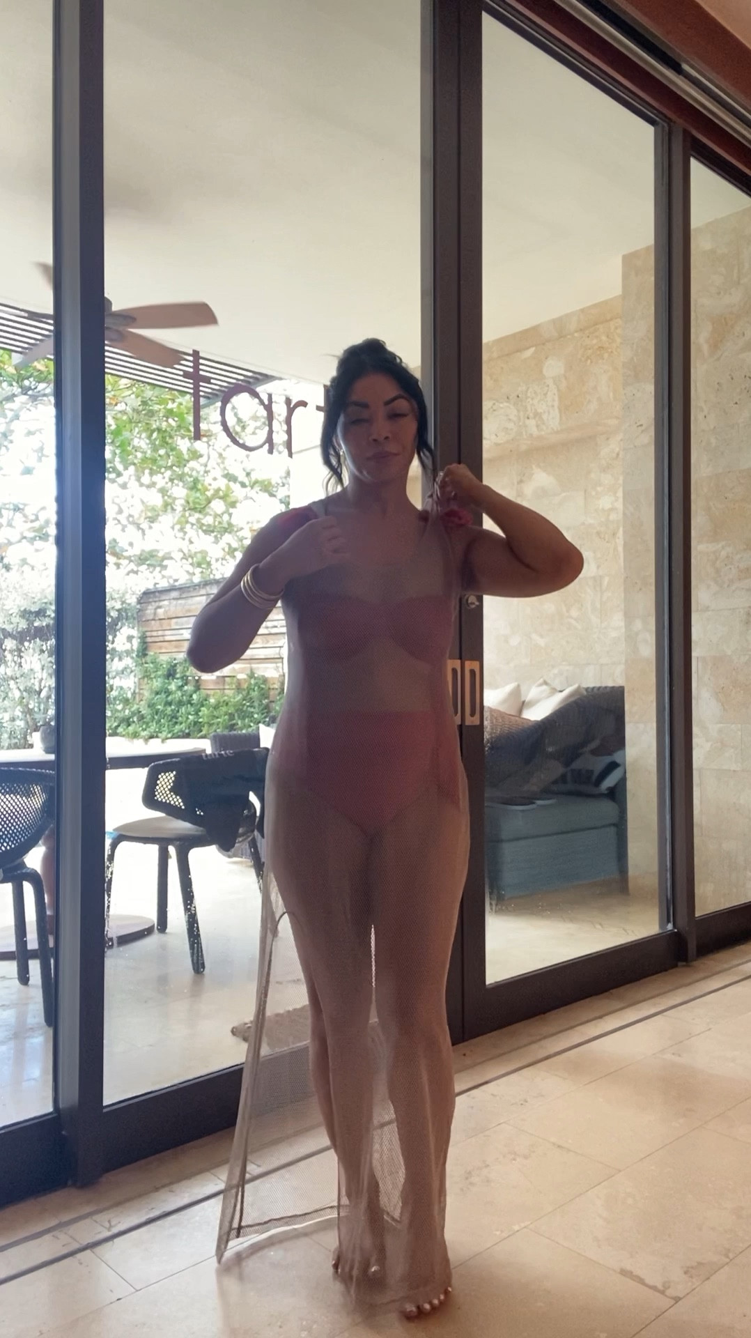 Red swimsuit and gold cover up today! Wearing a medium in everything 

#LTKTravel #LTKSwim #LTKOver40