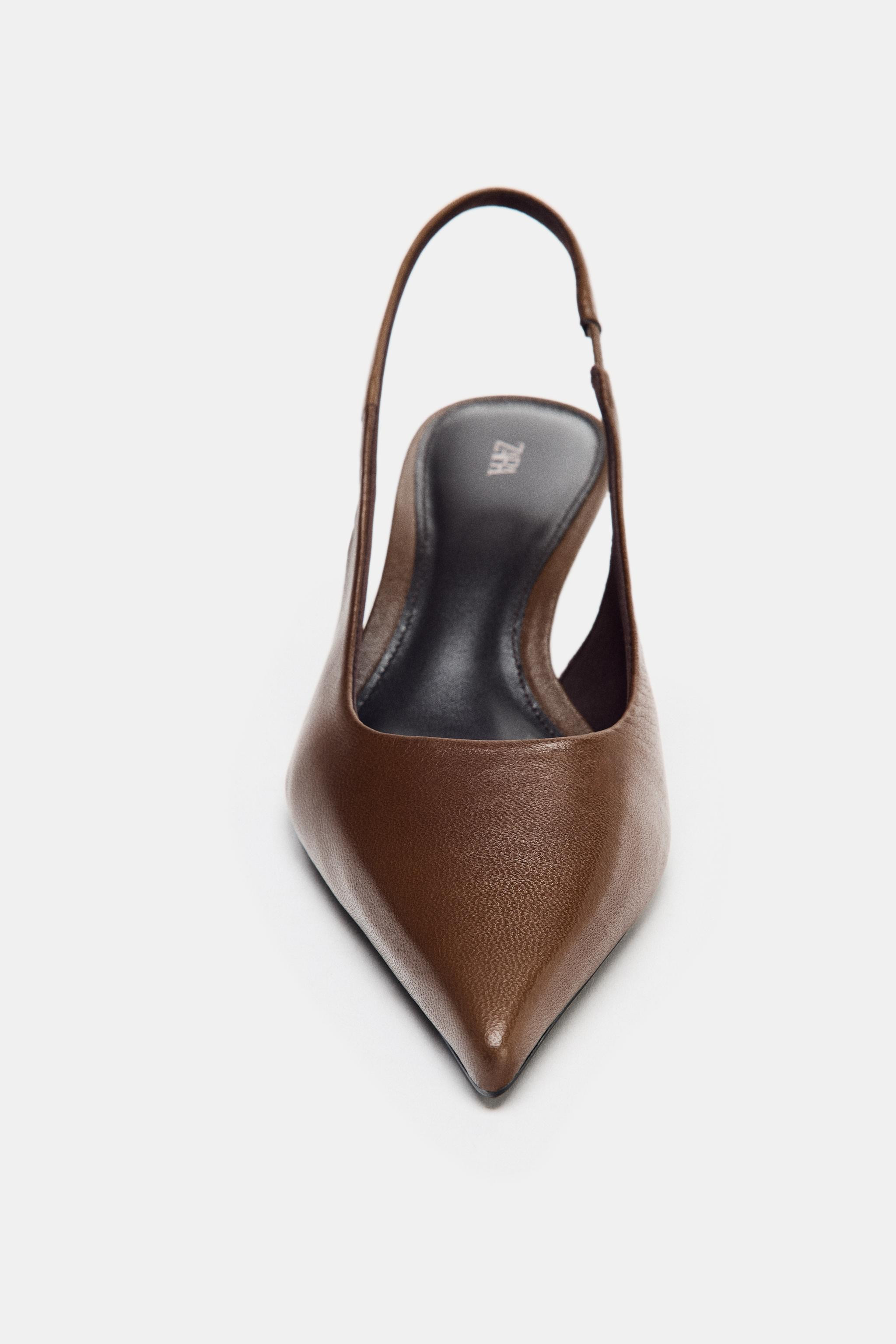 LEATHER KITTEN HEEL SHOES | Zara US