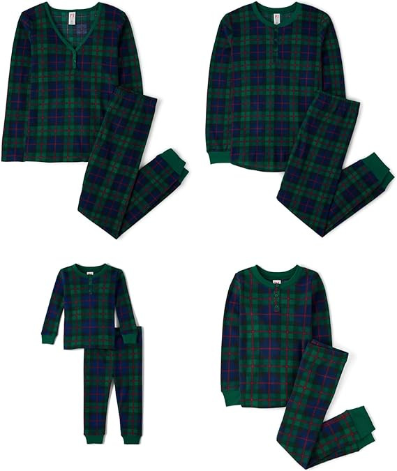 The Children's Place Family Matching, Plaid Waffle 2 Piece Pajama Sets | Amazon (US)