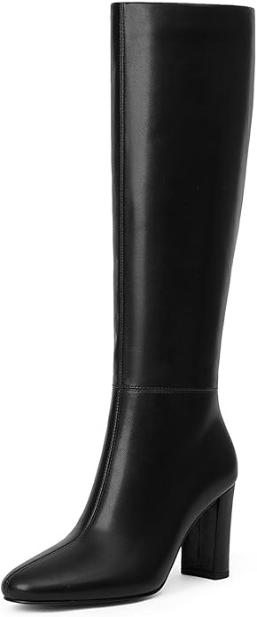 Modatope Knee High Boots for Women Chunky Heel Rounded Toe Womens Tall Boots | Amazon (US)