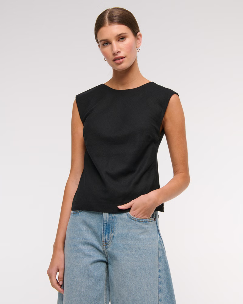 Linen-Blend Skimming Shell Top | Abercrombie & Fitch (US)
