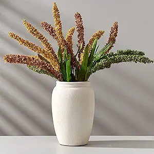 Ceramic Vase, 8.2 Inches Vintage Pottery White Vases, Rustic Home Decor, Farmhouse Terra Cotta Va... | Amazon (US)