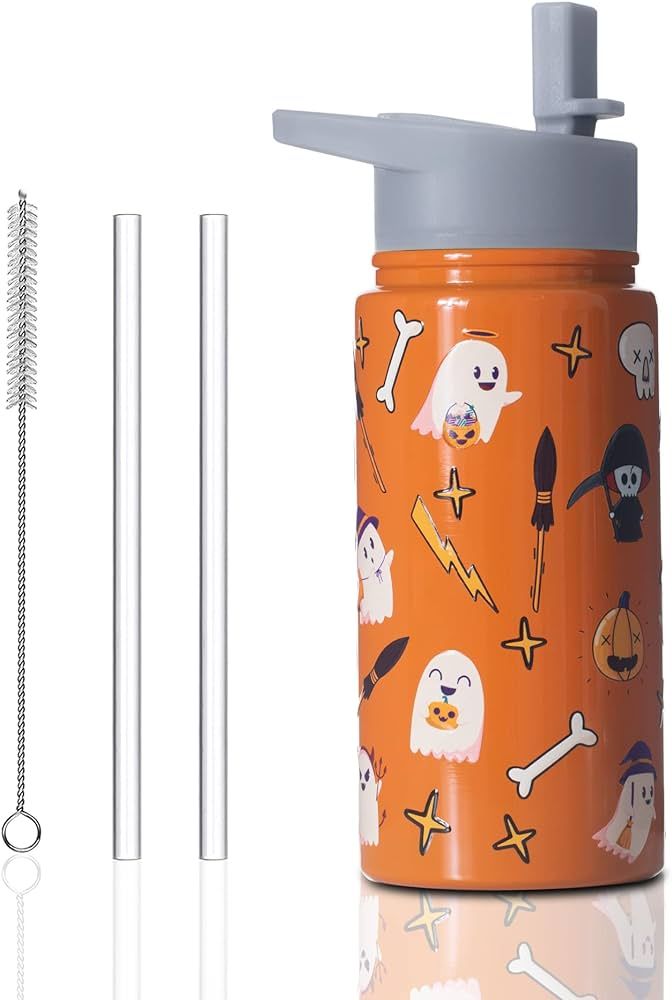 15oz Halloween Spooky Themed Kids Insulated Stainless Steel Water Bottle with Straw & Brush Tumbl... | Amazon (US)