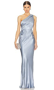 Shona Joy La Lune Gathered One Shoulder Maxi Dress in Powder Blue from Revolve.com | Revolve Clothing (Global)