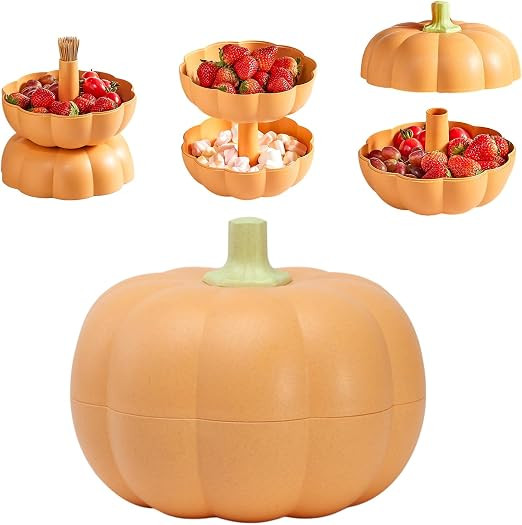 Halloween Pumpkin Candy Bowl, Creative Pumpkin Candy Bowl to Hold Candy, Nuts, Fruits, Large 2-la... | Amazon (US)