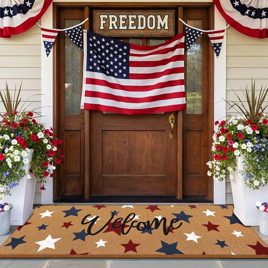 Breling 1 Pcs Large Patriotic Coir Doormat, 16 x 48 inches 250 Anniversary Front Door Rug with Bl... | Amazon (US)