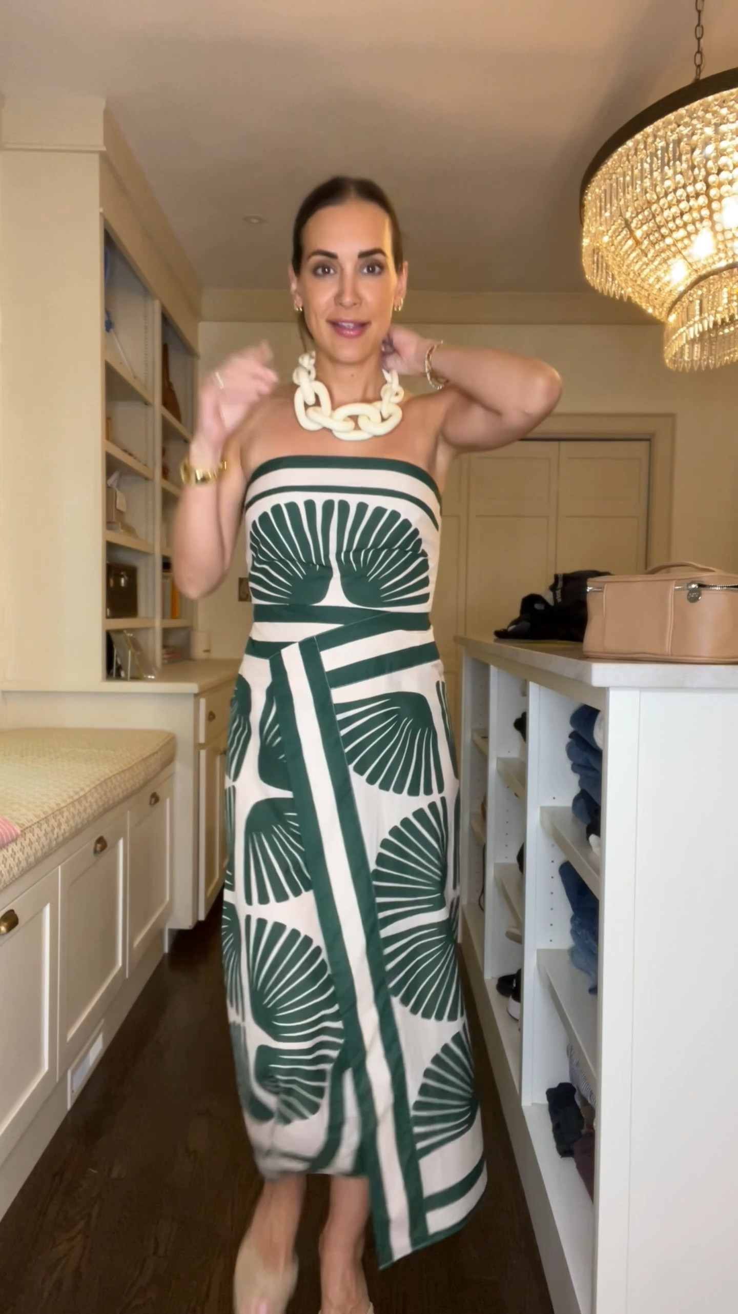 Green and white palm midi dress - love with a big chunky necklace!

#LTKSummerEdit