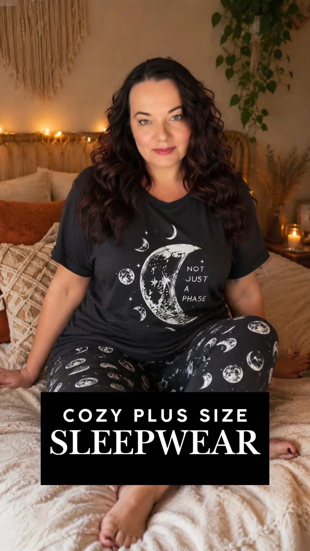 Cozy plus size sleepwear that actually feels magical to wear. These celestial print pajamas are soft, roomy, and perfect for slow mornings, late night rituals, or just lounging in bed longer than you planned. If you love witchy aesthetics, moon prints, and pajamas that feel like a warm hug, you need these in your life. 

 #LTKdayinmylife #LTKselfcare #LTKOver40