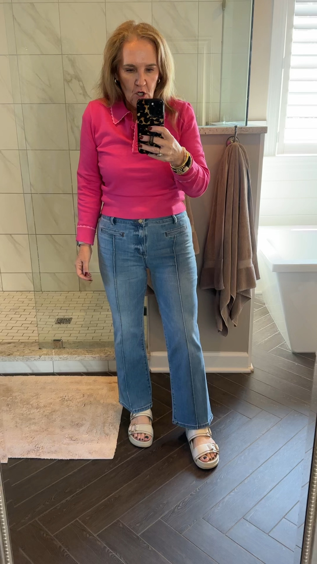 It’s hot here! Sweater size large. Def runs small. Size up. Jeans are kut from the kloth. Love the pintucked detail. I’m in an 8 my size. It just depends on how you want to wear them. There’s plenty of stretch, but if you’d rather a looser fit or your larger size.

15% off your shop Avara order with code NANETTE15. Good on one order every 90 days.

20% off my bracelet stack that I designed!! NANETTE20 for 20% off

We’re in the sandals because like I said it’s 88°. Link them too in case it’s hot where you are too.

Fall outfit, pink sweater wear pink light wash jeans, kick crop jeans


#LTKMidsize #LTKOver40 #LTKFindsUnder100
