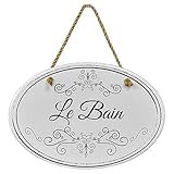 Le Bain" Black & White Bathroom Sign | 8 3/4" x 6” x 5/16” | Home Décor Collection | Ceramic with De | Amazon (US)