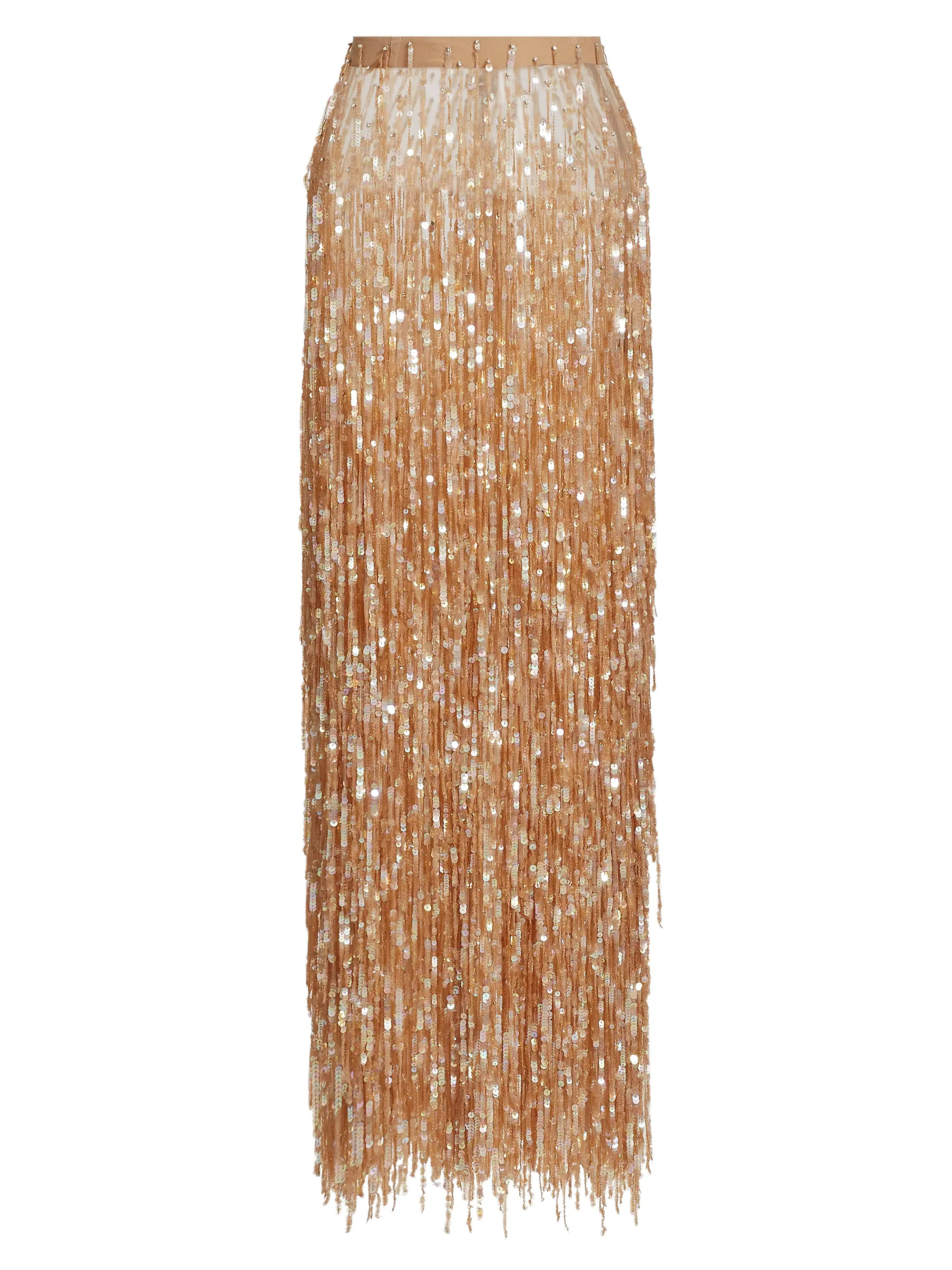 Re-Edition Sequin-Fringed Pencil Maxi Skirt | Saks Fifth Avenue
