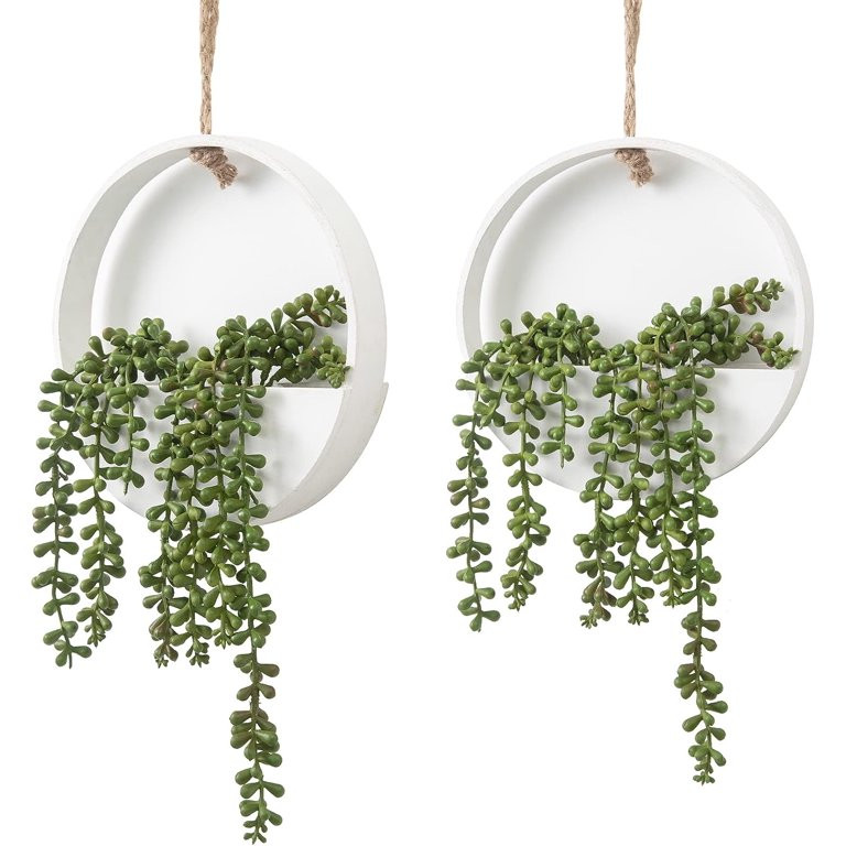Artificial Succulents Hanging Plants 2pcs Fake String of Pearls in Pot with Lanyard for Indoor Ou... | Walmart (US)
