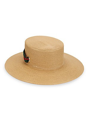 Gucci Papier Wide Brim Hat - Olive/Wht - Size L | Saks Fifth Avenue