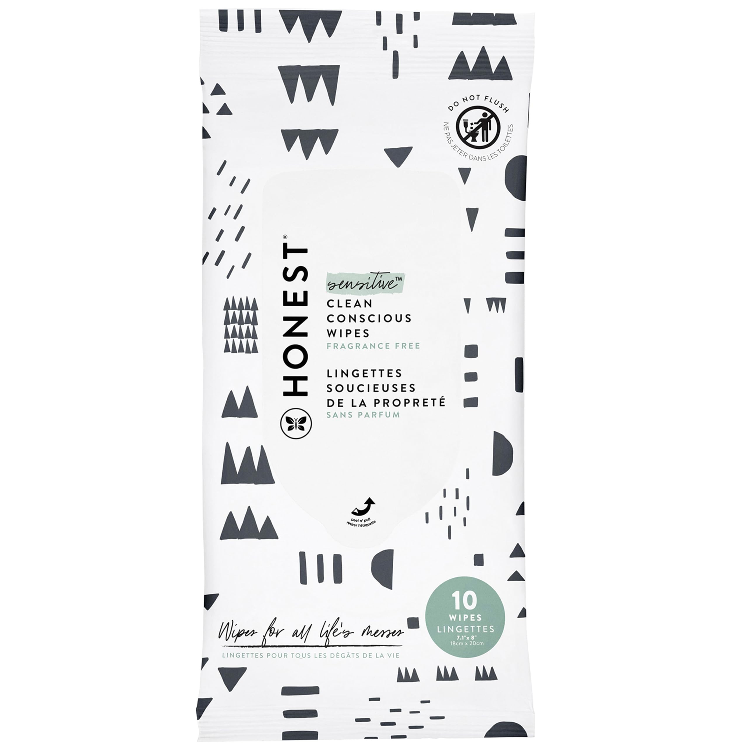 The Honest Company Clean Conscious Multi-Use Wipes | Hypoallergenic + Unscented for Sensitive Skin | Over 99% Water, Compostable, Plant Based, Baby Wipes | Pattern Play, 10 Count | Amazon (US)