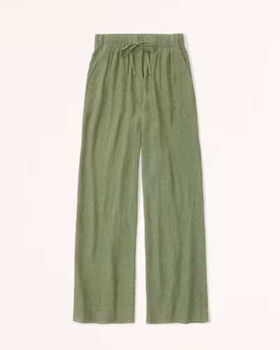 Women's Crinkle Pull-On Wide Leg Pants | Women's New Arrivals | Abercrombie.com | Abercrombie & Fitch (US)