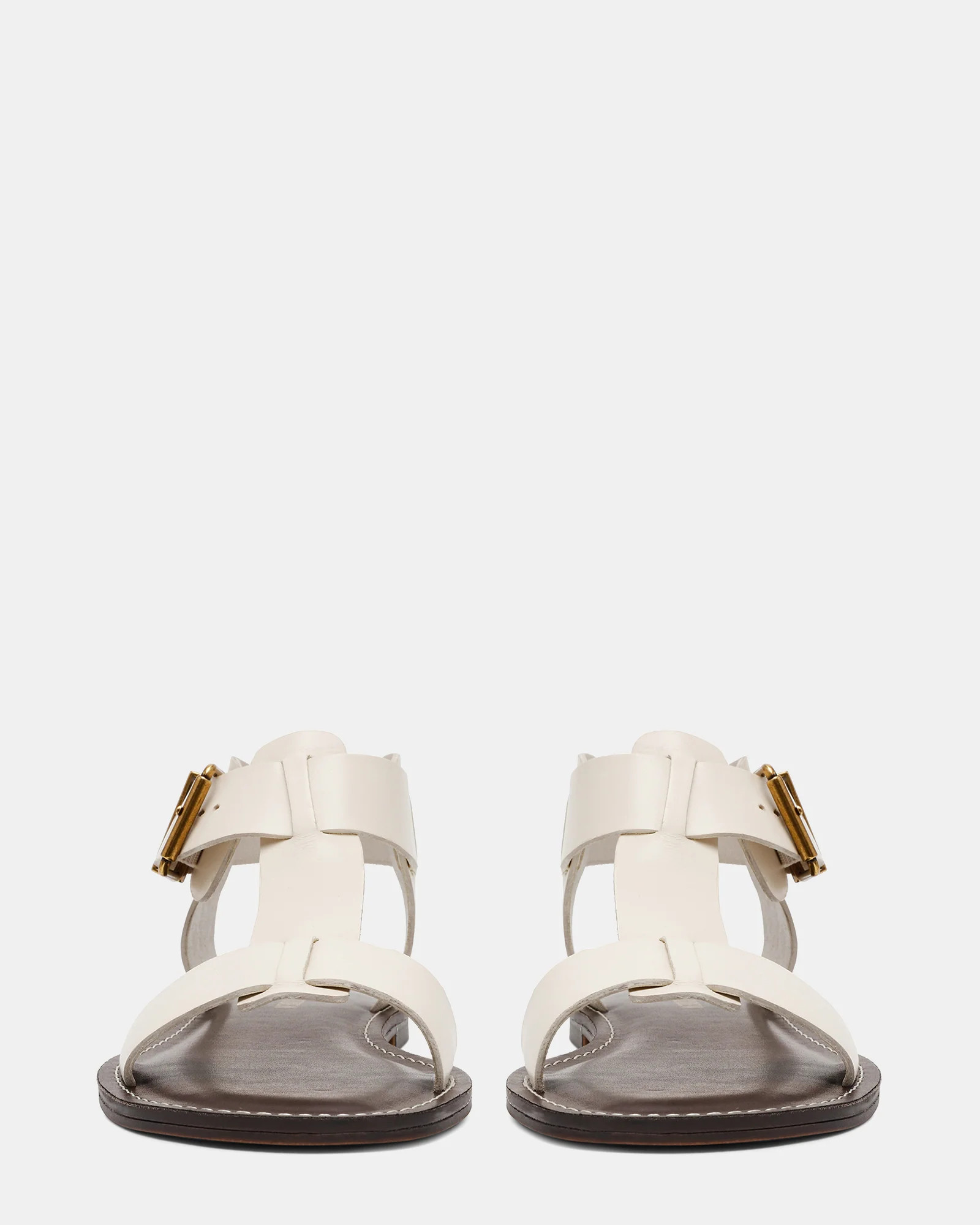 BRAZINN White Leather Strappy Sandals | Women's Designer Sandals | Steve Madden (Canada)