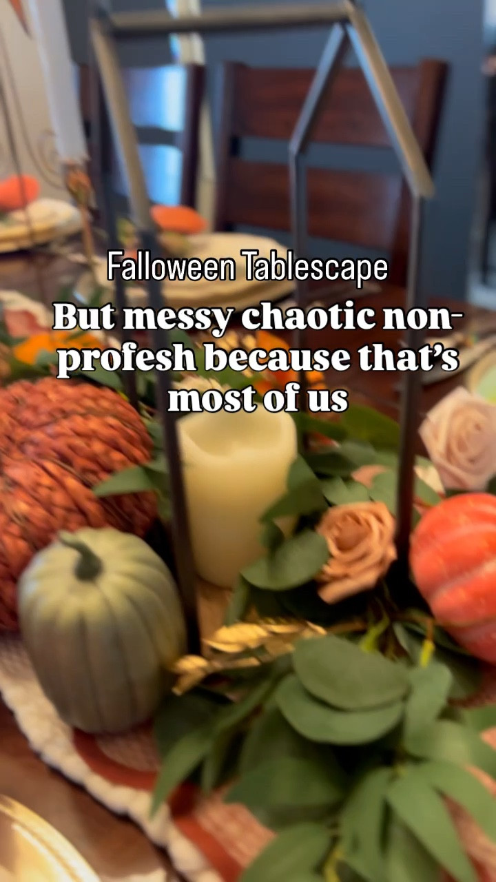 If you like messy and chaotic with a pinch of frugal, this is for you. This tablescape is pretty full for my taste, and if you like that, great but give yourself some grace because it does take a couple of years to collect items. Linked some ideas and exact where I can #fall #falltablescape #halloween #falloween

#LTKHalloween #LTKHome #LTKSeasonal