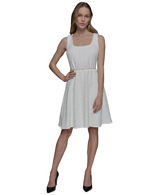 KARL LAGERFELD PARIS Women's Faux-Pearl-Trim Dress - Macy's | Macy's