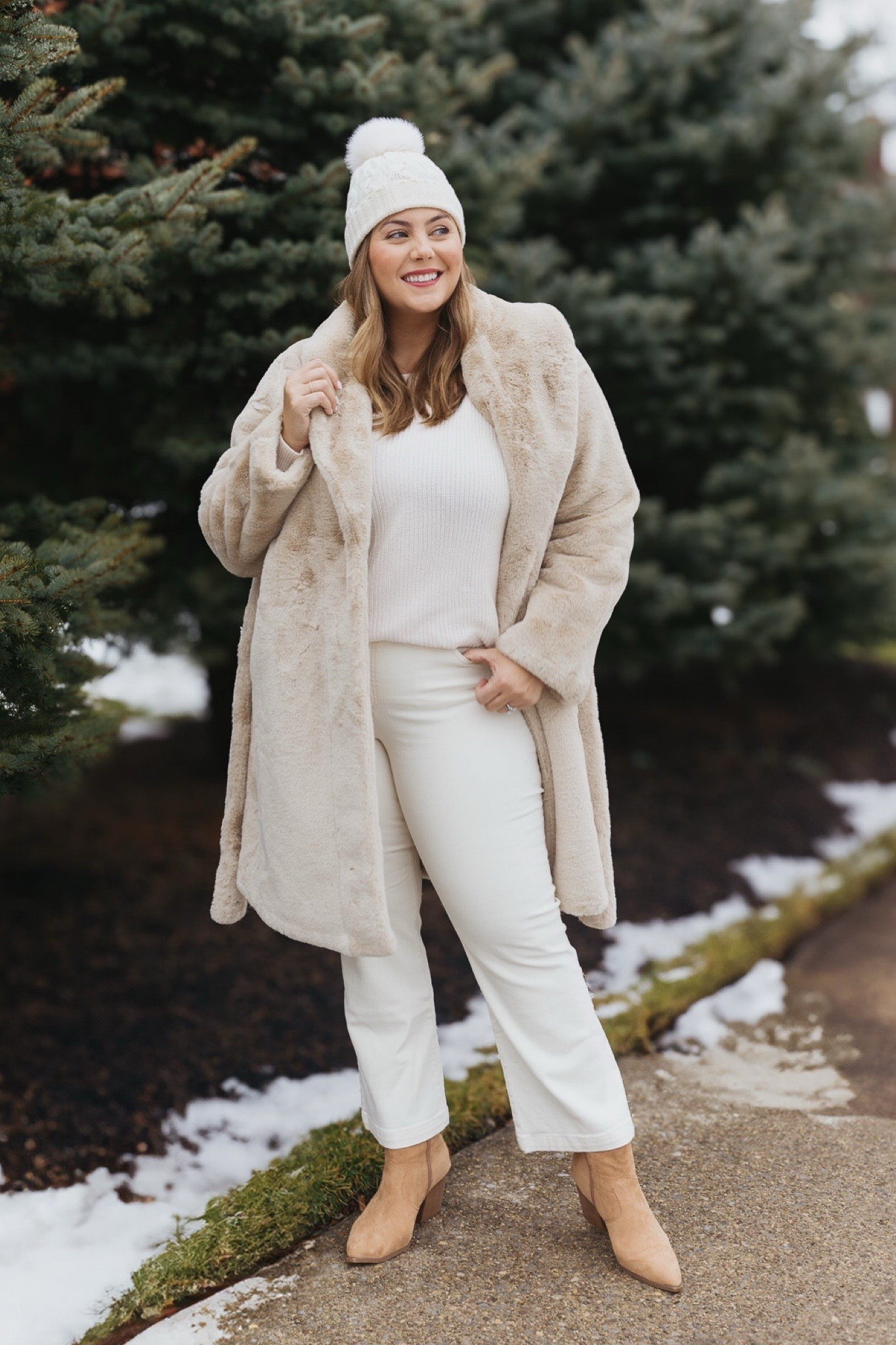 All white for winter - wearing size XL in jacket & sweater, sharing similar pants & hat. 

#LTKSeasonal #LTKStyleTip #LTKPlusSize