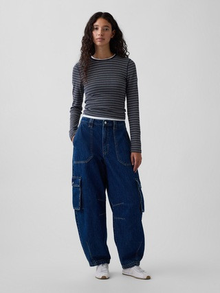 High Rise Barrel Cargo Jeans | Gap (US)