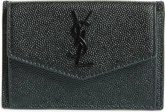 Saint Laurent Uptown Pebbled Leather Flap Card Case | Nordstrom | Nordstrom