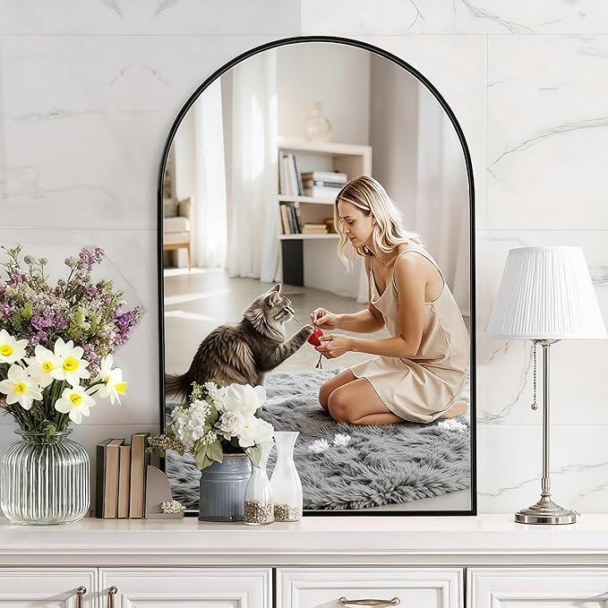 Arched Wall Mirror 24"X36", Black Bathroom Vanity Mirrors for Over Sink, Modern Farmhouse Mirror ... | Amazon (US)