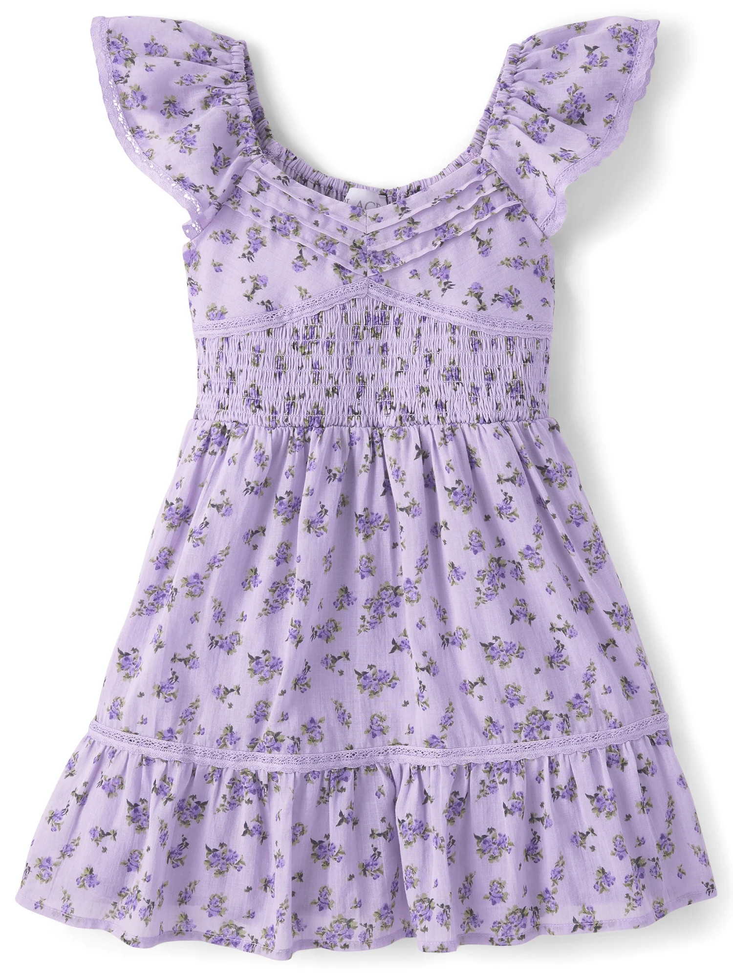 The Children's Place Girls Sleeveless Floral Pleated Smocked Dress, Sizes XS-XXL | Walmart (US)