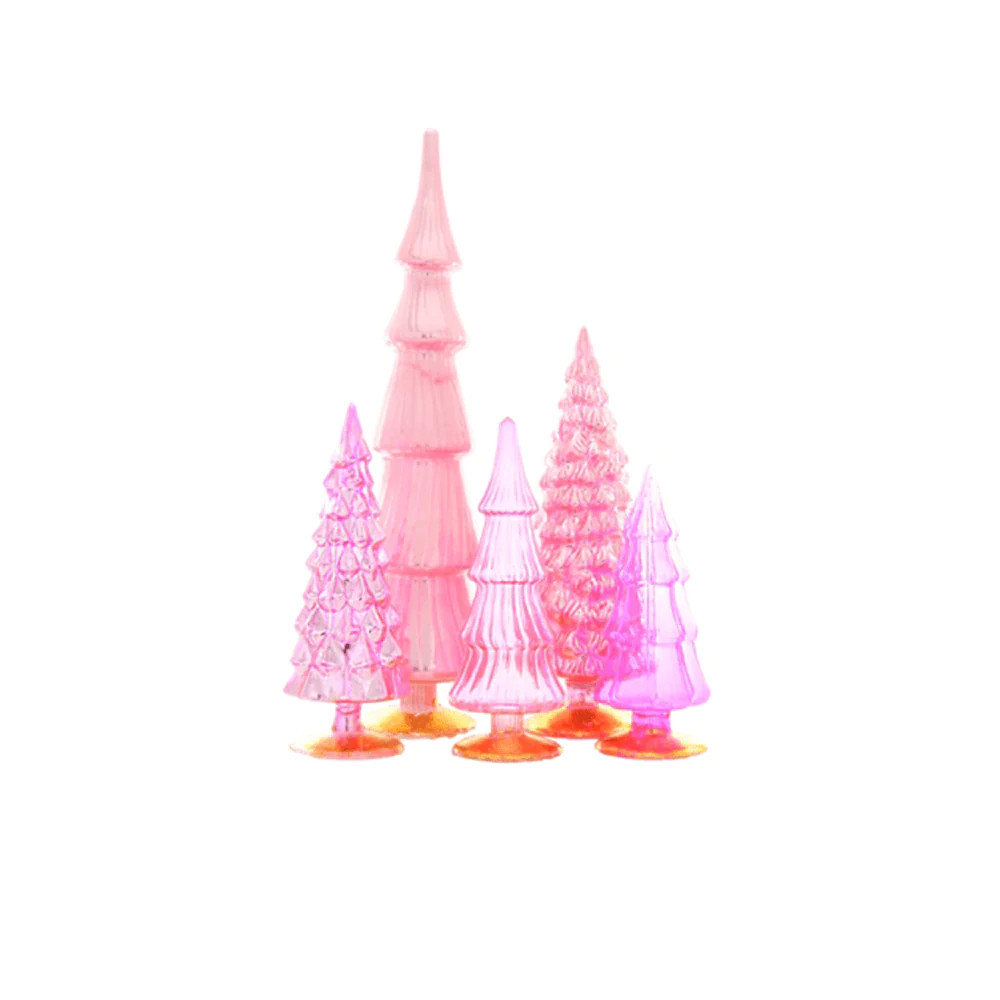 Pink Glass Trees, Set of Five | Jollity & CO.