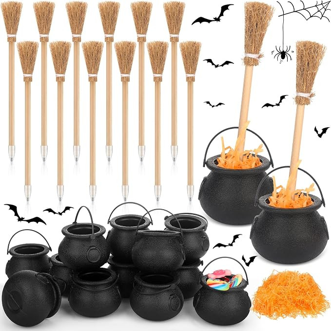 Libima Halloween Witch Theme Party Supplies Set Include Black Cauldron Kettle Witch Broom Pencils... | Amazon (US)
