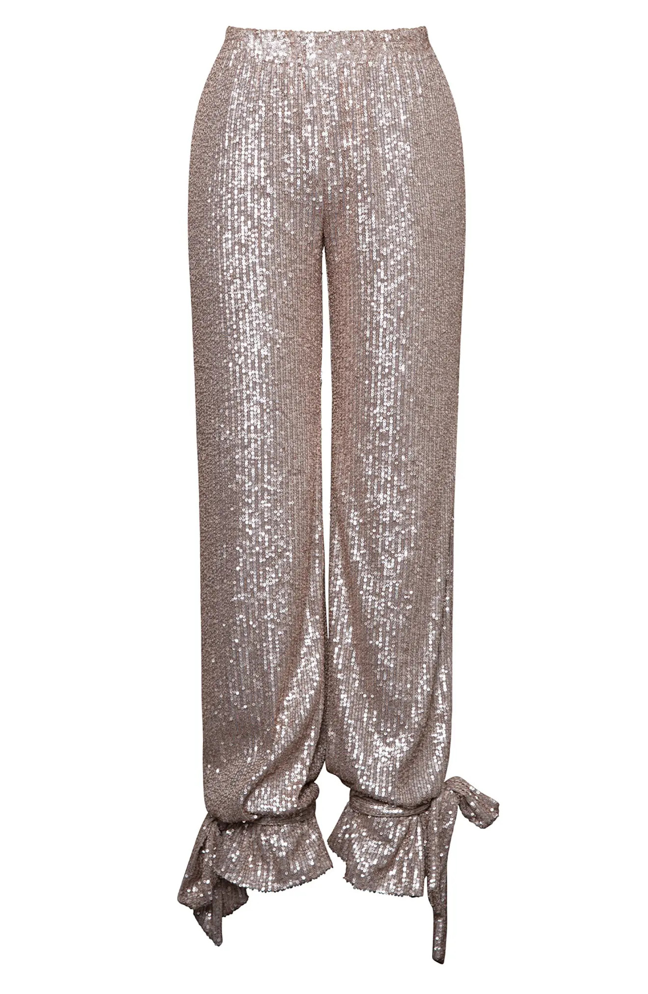 Women's Jonathan Simkhai Mylah Featherlight Sequin Joggers, Size Medium - Beige | Nordstrom