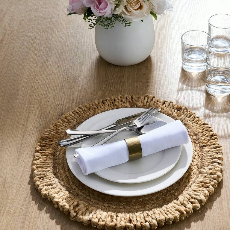 Better Homes and Gardens Jute Flower Design Placemat Woven for Dining Table Décor 15" Round | Walmart (US)