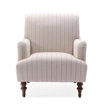 Sylvia Sea Oat Striped Arm Chair With Comfortable Seating And Durable Construction, Perfect For Cozy Living Spaces. | Wayfair North America