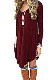 DEARCASE Women's Irregular Hem Long Sleeve Casual T Shirt Flowy Shift Dress Wine Red Large | Amazon (US)