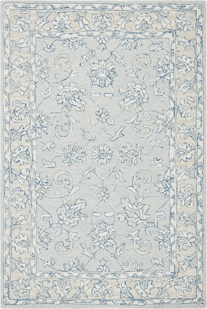 SAFAVIEH Micro-Loop Collection Accent Rug - 2'3" x 5', Blue & Beige, Handmade Wool, Ideal for Hig... | Amazon (US)