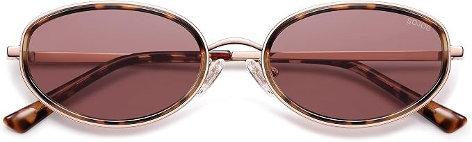 SOJOS Trendy Oval Round Polarized Sunglasses for Women Men, Chic Retro Narrow Circle Sunnies SJ12... | Amazon (US)