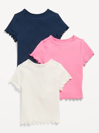 Short-Sleeve Lettuce-Edge T-Shirt 3-Pack for Toddler Girls | Old Navy (US)