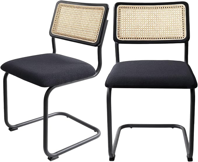 GrandNoor Rattan Dining Chairs,Wooden Mid-Century Modern Kitchen Chairs, Armless Mesh Back Cane C... | Amazon (US)